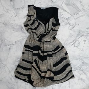 Fun flirty striped cowl neck mesh short dress